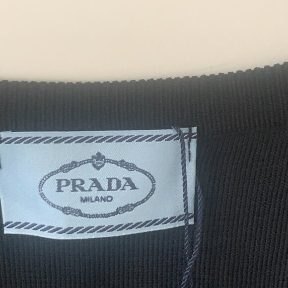 Prada Women's Black Ribbed Jersey Crop TOP - Picture 6 of 11
